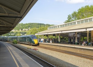 British Rail Class 800 Inter City Express train, Bath Spa railway station, Bath, Somerset, England,