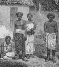 Native people on Tonga and Fuji, around 1870, islands in the Pacific Ocean, digital reproduction of