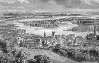 The Danube, near Pressburg, Bratislava, around 1870, Slovakia, digital reproduction of a historical