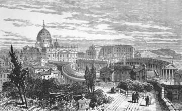 The Basilica of St Peter in the Vatican, around 1870, Rome, Italy, digital reproduction of a