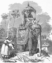 Elephant with howda, c. 1870, India, digital reproduction of a historical model