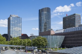 Skyline, station forecourt, City and State Library, Dortmund, Ruhr area, Westphalia, North