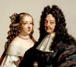 Louis XIV, 1638-1715, Louis the Great, Sun King, Ludwig XIV, King of France and his first wife,