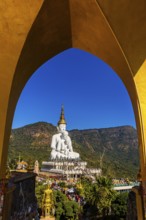 Round arch pavilion, the five-headed Buddha statue at the back, Wat Phra That Sorn Kaew Buddhist