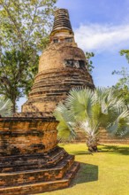 Prang temple tower, historic Buddhist temple complex, Ayutthaya, Thailand