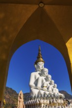 Round arch pavilion, the five-headed Buddha statue at the back, Wat Phra That Sorn Kaew Buddhist