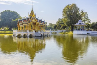 Open gilded pavilion, Buddhist temple complex, Thai King's Summer Palace, Bang Pa-In, near