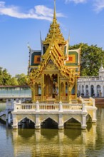 Open gilded pavilion, Buddhist temple complex, Thai King's Summer Palace, Bang Pa-In, near