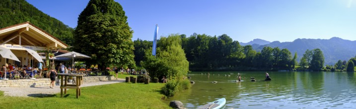 Seestüberl, Badeplatz, Wössner See, bei Unterwössen, Achental, Chiemgau, Upper Bavaria, Bavaria,