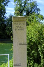 Water level, flood level, indicator, an der Alz, Altenmarkt an der Alz, Chiemgau, Upper Bavaria,