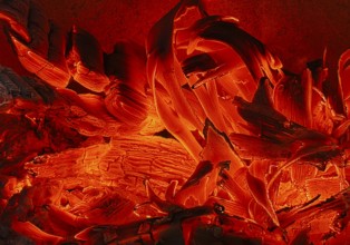 Smoldering logs in a fireplace, Witten, North Rhine-Westphalia, Germany