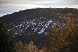 Wartenberg with remnants of snow in winter, Witten, Ruhr area, North Rhine-Westphalia, Germany
