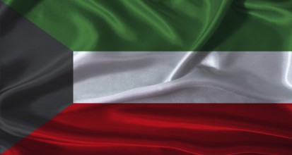 Kuwait flag with cloth textured background. National flag of Kuwait with realistic texture
