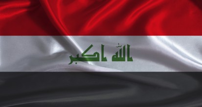 Irak flag with cloth textured background. National flag of Irak with realistic texture