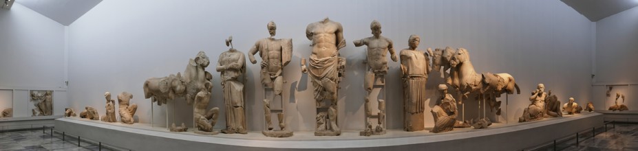 East pediment of the Temple of Zeus, preparations for the chariot race between Pelops and Oinomaos,