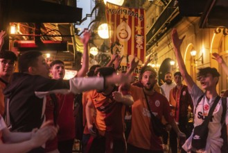Istanbul, Turkey. October 24th 2023 Galatasaray football fans singing and chanting songs before the