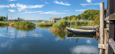 Rowing boats in the harbor on the ferry from Moritzdorf, OT of Sellin, Mönchgut peninsula, Rügen