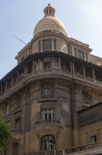 Classic Cairo architectural detail showing beautiful covered balconies and domed roof, historical