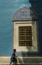Bursa, Turkey. April 21st 2014 The blue tiled exterior of the Yesil or Green Mosque, Bursa city,
