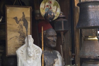 Cairo, Egypt, April 13th 2006. Orientalist antiques for sale in a Cairo antique shop, Egypt