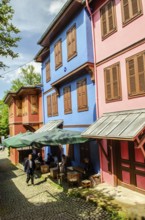 Bursa, Turkey. April 21st 2014 Pretty coloured houses along a side street in Bursa City, Turkey