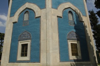 Bursa, Turkey. April 21st 2014 The beautiful blue tiled exterior of the Yesil Cami or Green Mosque