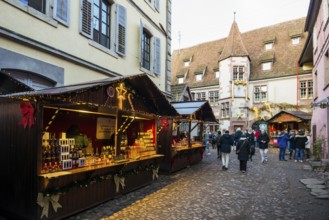 Christmas market, Riquewihr, Grand Est, Haut-Rhin, Alsace, France