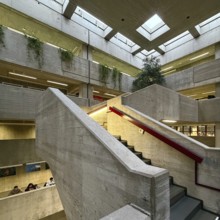 Concrete staircase, Ruhruniversität RUB library, Bochum, Ruhr area, North Rhine-Westphalia, Germany