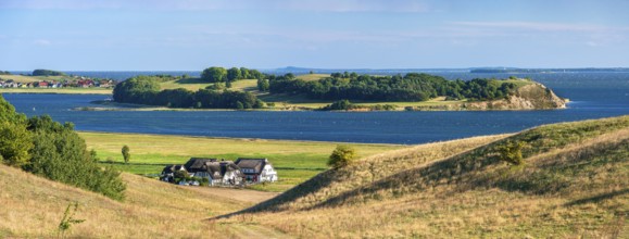 Hilly landscape in the Zicker Mountains, including Zicker Alps, view across the lagoon landscape to