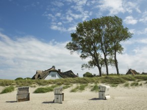 Coastal scene, beach, beach chairs, Ahrenshoop, Baltic Sea, Vorpommern-Rügen district in