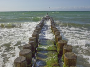 Buhnen, Ostseewellen, Ahrenshoop, Ostsee, Vorpommern-Rügen district in Mecklenburg-Vorpommern,