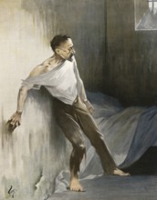 Symbolic alcohol abuse, insanity or madness due to alcohol withdrawal, around 1910, France,