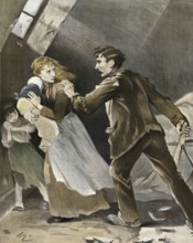 Symbolic of alcohol abuse, The Angry Alcoholic, around 1910, France, authentic, digitally restored