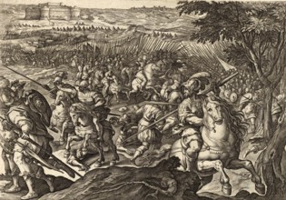 History of the Medici, scene showing Giovanni de' Medici defeating a large number of enemies who