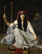 Hugues Merle (1822 to 1881), French painter: The Sorceress, L'Envoûteuse, The Sorceress (1883), Oil