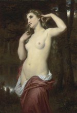 Hugues Merle (1822 to 1881), French painter: The Bather, La Baigneuse (1870), an idealised female