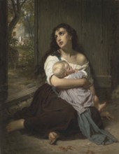 Hugues Merle (1822 - 1881), French painter: L'abandonnee, The Abandoned (1872), A young woman