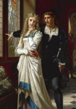 Hugues Merle (1822 to 1881), French painter: Hamlet And Ophelia (1873), Painting, Reproduction of