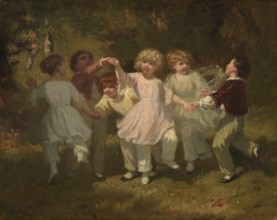 Hugues Merle (1822 to 1881), French painter: Children Playing in a Park, Children Playing in a Park