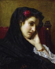 Hugues Merle (1822 to 1881), French painter:, A Spanish Beauty, A Spanish Beauty (1875), Painting,