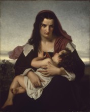 Hugues Merle (1822 to 1881), French painter: The Scarlet Letter (1861), The painting shows Hester