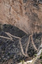 Grand Canyon National Park, Arizona - A mule train heads up the switchbacks on Bright Angel Trail