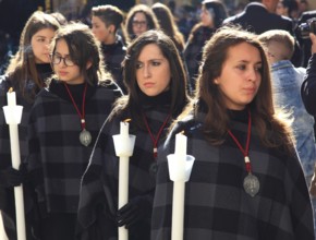 Sicily, Trapani, Good Friday mystery procession La Processione dei Misteri, groups accompany the