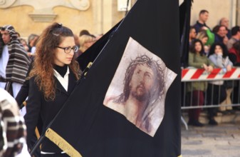 Sicily, Trapani, Good Friday mystery procession La Processione dei Misteri, groups accompany the