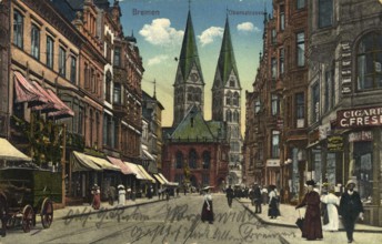 Historical postcard around 1900, Bremen, Germany, reproduction of a postcard, historical
