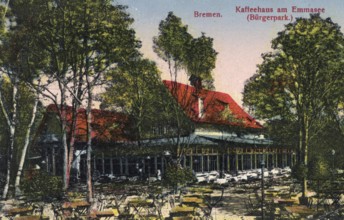 Historical postcard around 1900, Bremen, Lake Emma, Germany, reproduction of a postcard, historical