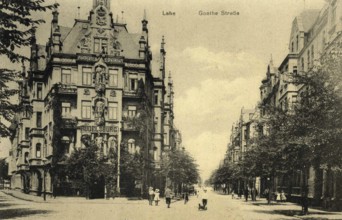 Historical postcard around 1900, Goethe Straße in Lehe, district of Bremerhaven, Germany,