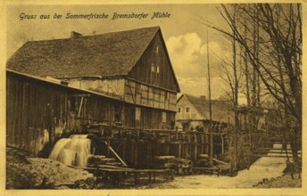 Historical postcard around 1900, summer holidays Bremsdorfer Mühle, Oder-Spree district,