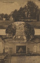 Bismarck monument and Gasthof Schubert in Briesen, Mark Brandenburg, Germany, reproduction of a