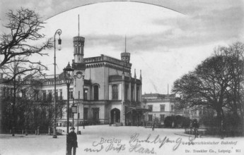 Historical postcard around 1900, Breslau, Oberschlesischer Bahnhof, today Wroclaw, Lower Silesia,